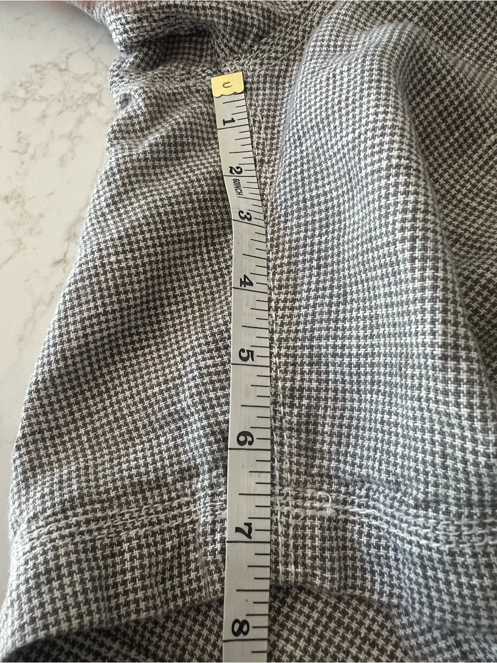 Onia Austin Micro Houndstooth Linen Shorts Men’s 34 Greige